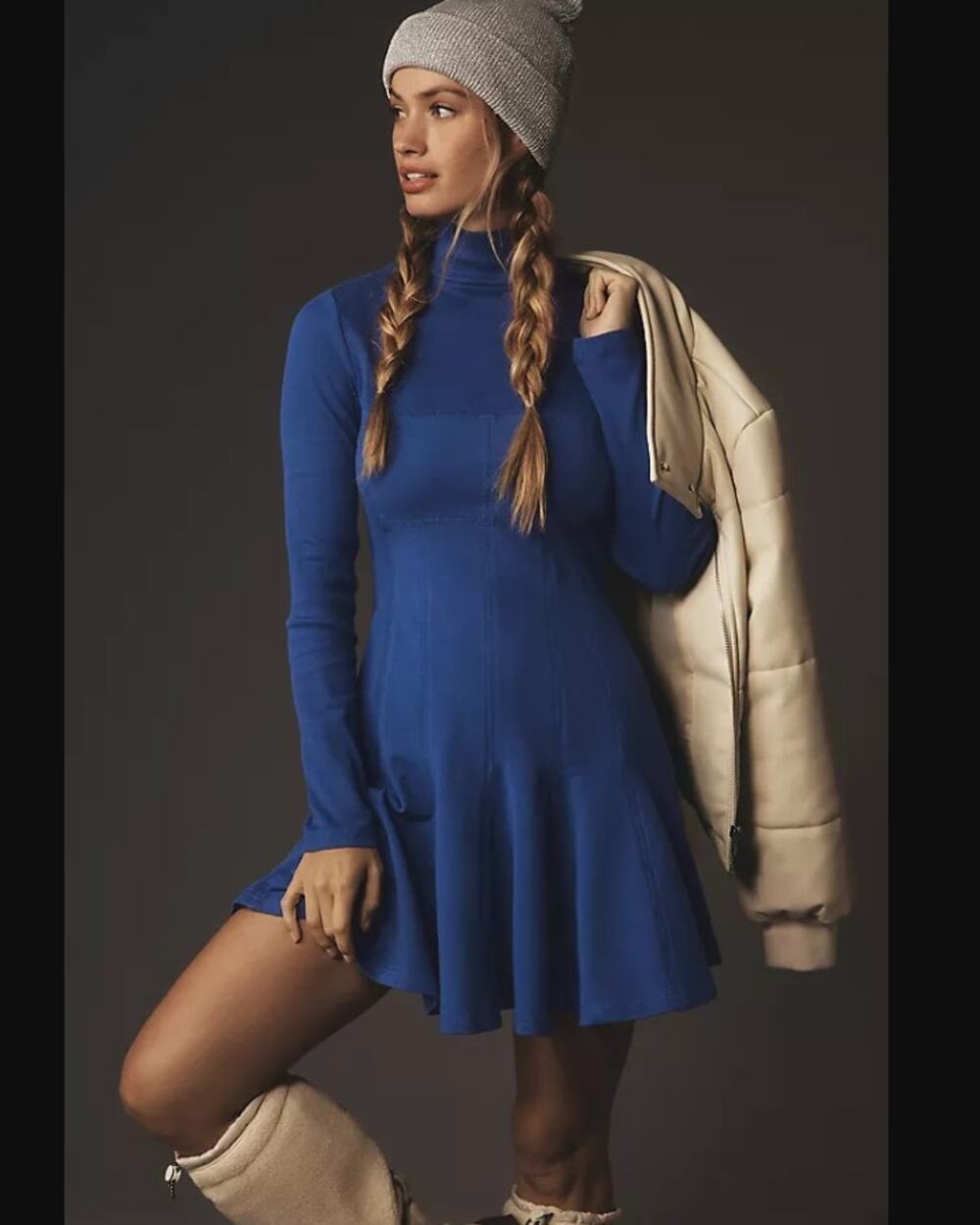 Daily Practice by Anthropologie Long-Sleeve Mini Swing Dress Blue M Cabincore